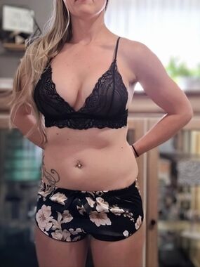 Lace Bralette & Floral Satin Short Set